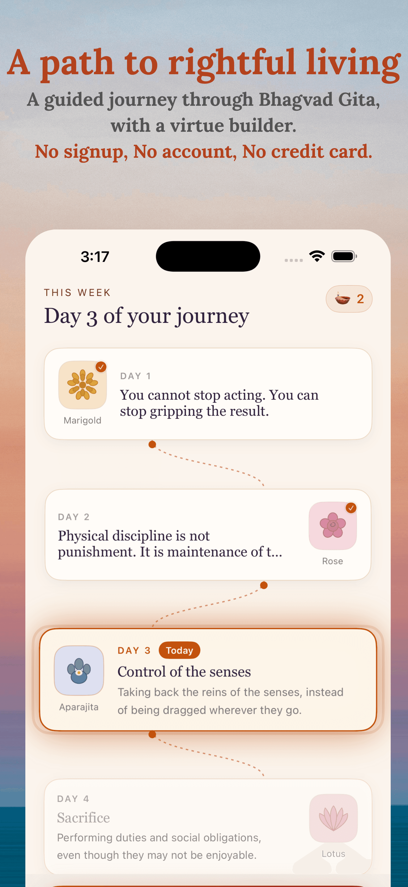 Saachi home screen showing today's verse